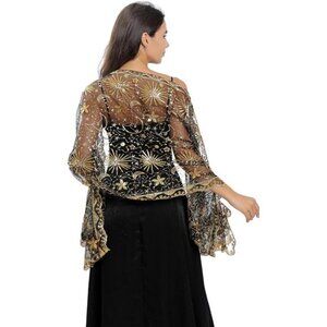 Women's Sparkling Sequin Deco Scarf Gold Black